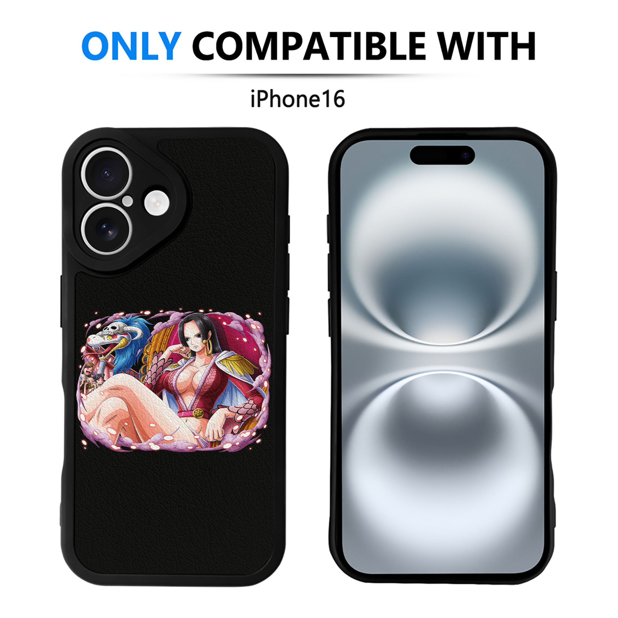 （画像用） ワンピース ボア・ハンコック ONE PIECE Boa·Hancock 【iPhone 16シリーズ対応】シリコンスマホケース（レザー調） 材質：シリコン